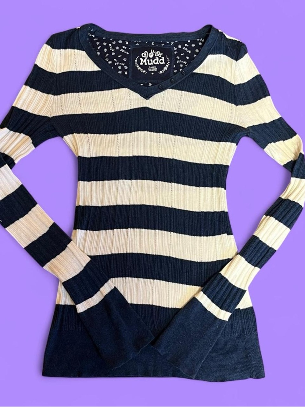 Y2K Mudd Striped Henley